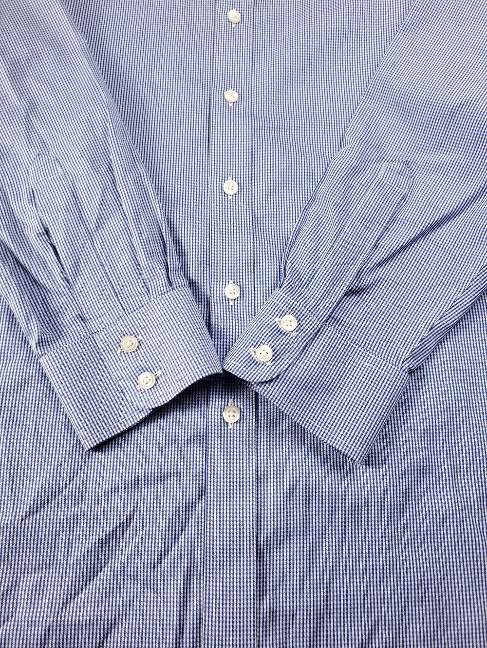 Charles Tyrwhitt Dress Shirt Slim Fit 16.5 35 Blue White Check Non Iron Spread - Picture 6 of 8